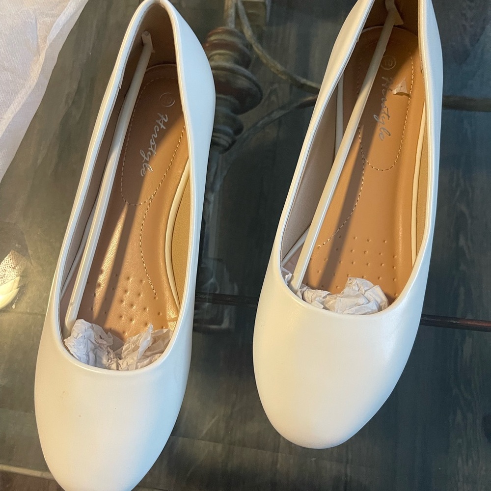 White Round-Toe Flats